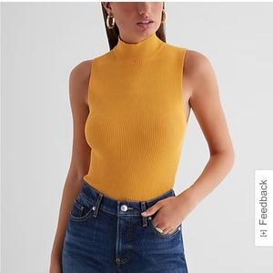 Yellow mock neck ribbed sweater-like tank